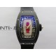 RM07 Real Black Ceramic RG ZF Best Edition Red MOP Diamond Skeleton Dial On Black Rubber Strap Asian CRMA2 Clone