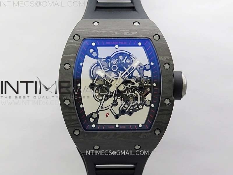 RM055 Black inner Bezel Black Crown NTPT/Ti ZF 1:1 Best Edition on Black Rubber Strap RMUL2 Super Clone