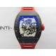 RM055 Black Carbon Bezel Black Crown NTPT/Ti ZF 1:1 Best Edition on Red Rubber Strap RMUL2 Super Clone