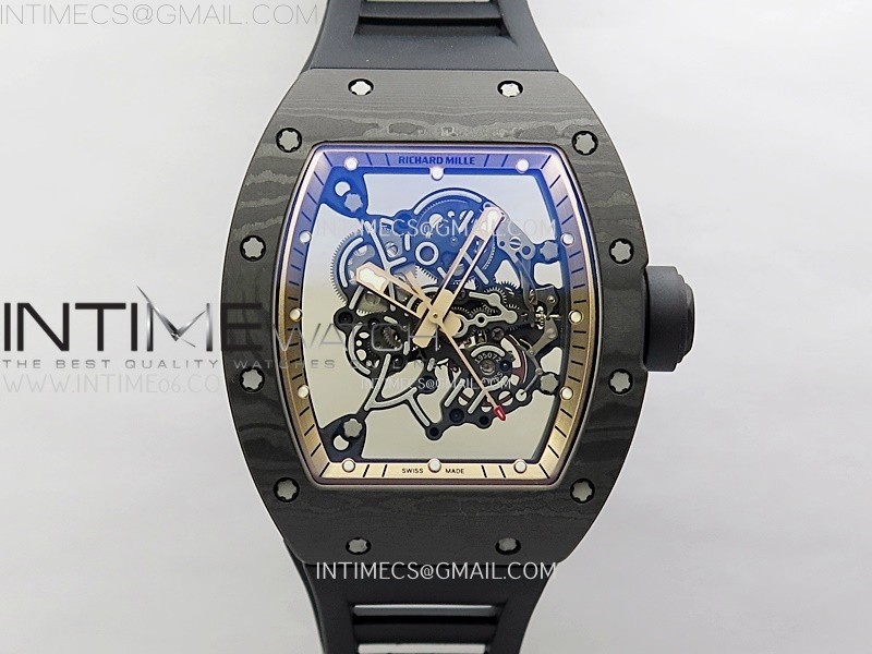 RM055 RG Inner Bezel Black Crown NTPT/NTPT ZF 1:1 Best Edition on Black Rubber Strap RMUL2 Super Clone