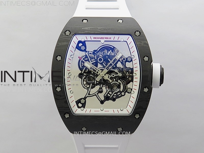 RM055 White Inner Bezel Black Crown NTPT/NTPT ZF 1:1 Best Edition on White Rubber Strap RMUL2 Super Clone