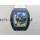 RM055 Blue Inner Bezel Black Crown NTPT/NTPT ZF 1:1 Best Edition on White Rubber Strap RMUL2 Super Clone