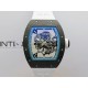 RM055 Blue Inner Bezel White Crown NTPT ZF 1:1 Best Edition Skeleton On White Shark Rubber Strap RMUL2 Super Clone
