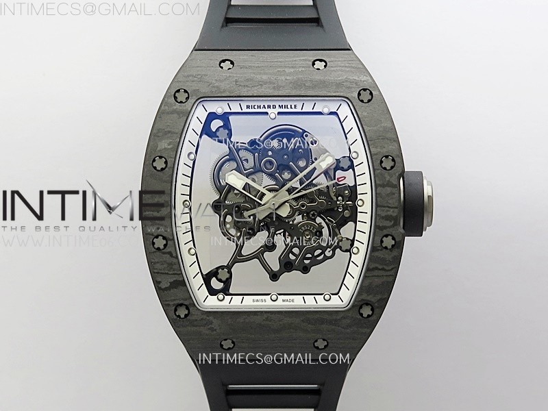 RM055 NTPT/Ti APSF 1:1 Best Edition White Inner Bezel Black Crown on Rubber Strap RMUL2 Super Clone