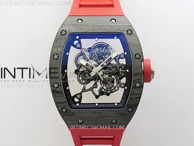 RM055 NTPT/Ti APSF 1:1 Best Edition Black Inner Bezel Red Crown On Red Rubber Strap RMUL2 Super Clone