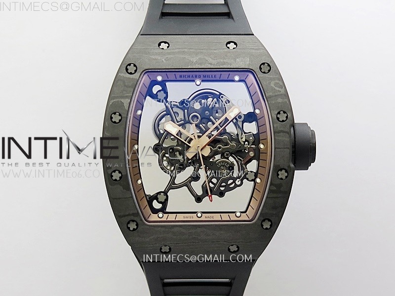 RM055 NTPT APSF 1:1 Best Edition RG Inner Bezel Black Crown On Black Rubber Strap RMUL2 Super Clone