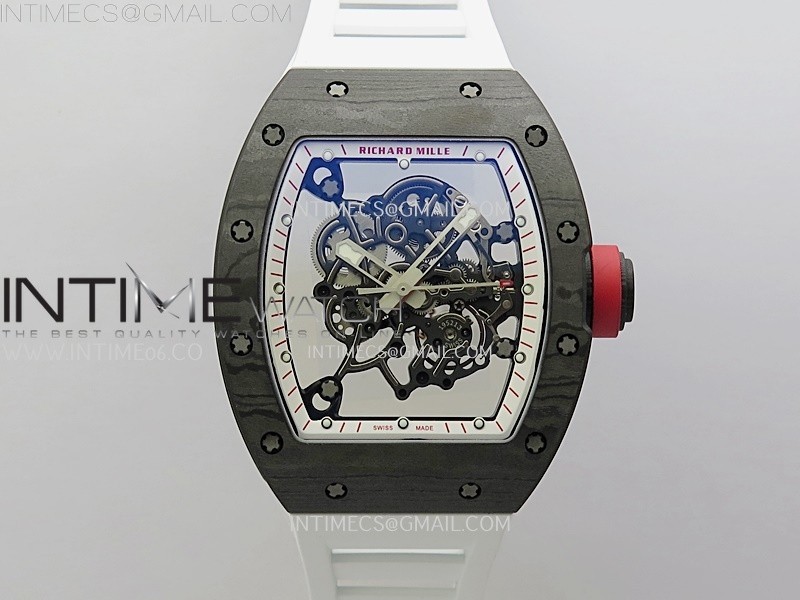 RM055 NTPT APSF 1:1 Best Edition White Inner Bezel Black Crown On White Rubber Strap RMUL2 Super Clone