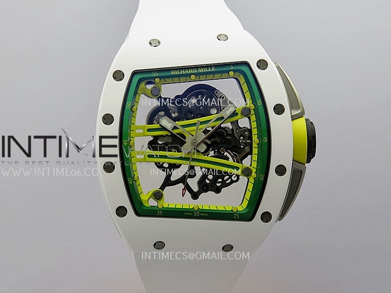 RM061 White Ceramic ZF 1:1 Best Edition on White Rubber Strap RMUL2 Super Clone