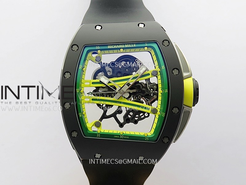 RM061 Black Ceramic ZF 1:1 Best Edition On Black Rubber Strap RMUL2 Super Clone