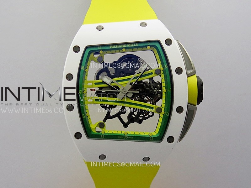 RM061 White Ceramic ZF 1:1 Best Edition On Yellow Rubber Strap RMUL2 Super Clone