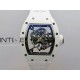 RM055 White Ceramic ZF 1:1 Best Edition Skeleton Dial On White Shark Rubber Strap RMUL2 Super Clone