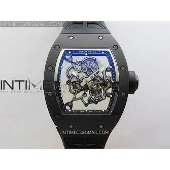 RM055 Black Crown And Inner Black Ceramic ZF 1:1 Best Edition Skeleton Dial On Black Rubber Strap RMUL2 Super Clone