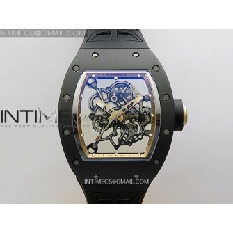 RM055 Black Crown RG Inner Black Ceramic ZF 1:1 Best Edition Skeleton Dial On Black Rubber Strap RMUL2 Super Clone