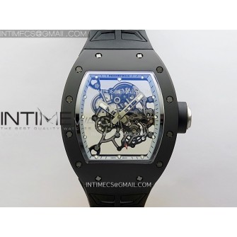 RM055 Black Crown White Inner Black/White Ceramic ZF 1:1 Best Edition Skeleton Dial On Black Rubber Strap RMUL2 Super Clone