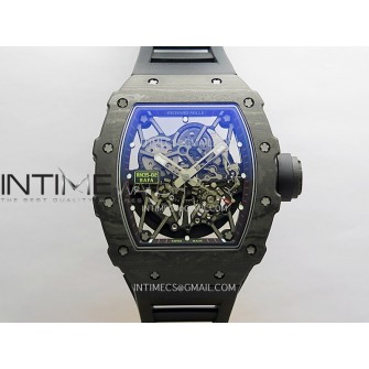 RM035-02 Real Black NTPT ZF 1:1 Best Edition Skeleton Dial On Black Rubber Strap Real Super Clone RMAL1 V7