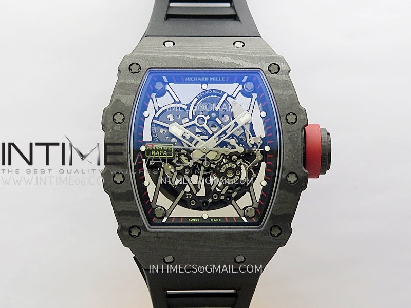 RM035-02 Real Black NTPT APSF 1:1 Best Edition Skeleton Dial On Black Rubber Strap Dandong Super Clone RMAL1