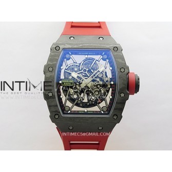 RM035-02 Real Black NTPT APSF 1:1 Best Edition Skeleton Dial On Red Rubber Strap Dandong Super Clone RMAL1